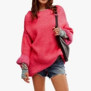 Free People Charlotte Tunic Sweater in Blossom Glow Combo Size Small